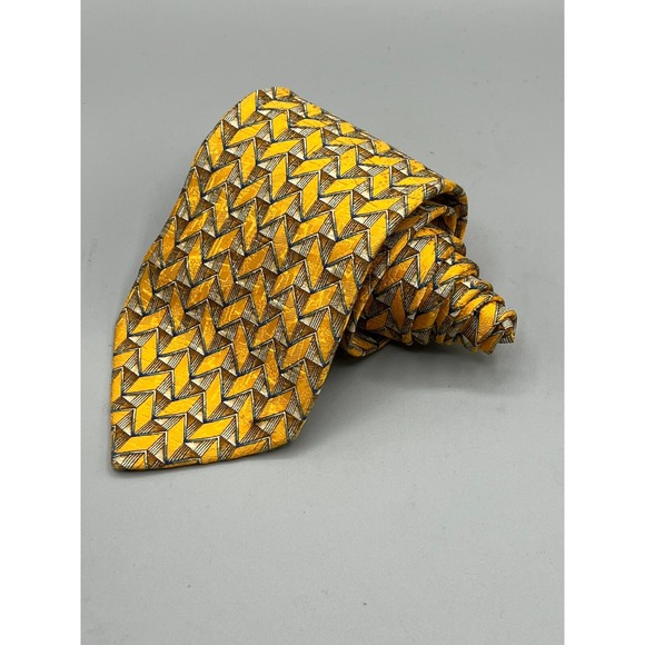 ERMENEGILDO ZEGNA Men's Silk Necktie ITALY Designer Geometric L: 59.5" W:3.75" - Picture 10 of 11